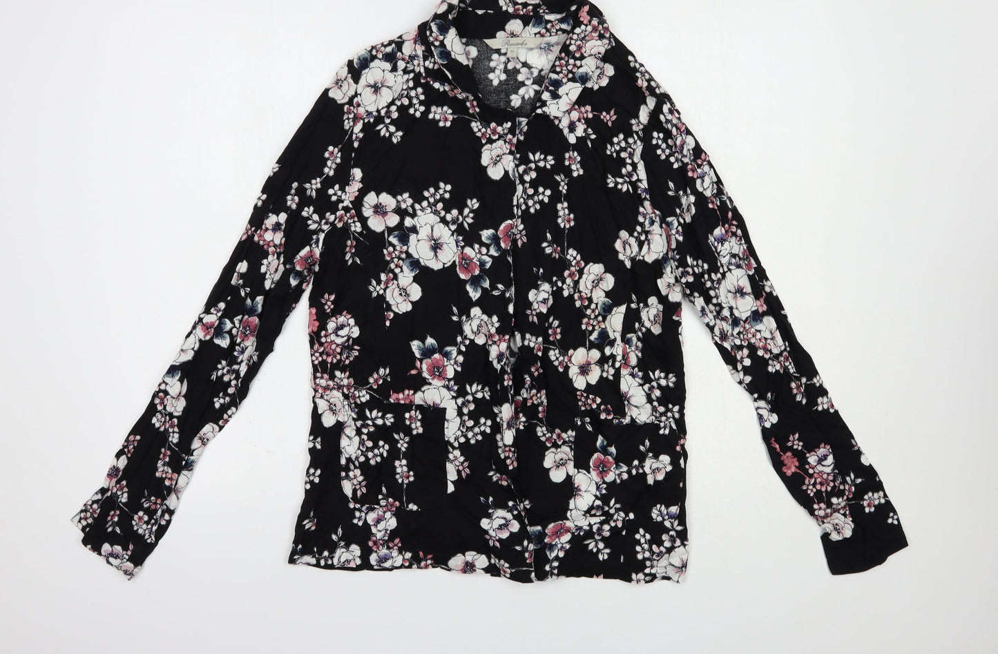 Womens UK Size 12 Peacocks Black Kimono Blouse