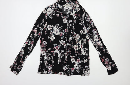 Womens UK Size 12 Peacocks Black Kimono Blouse