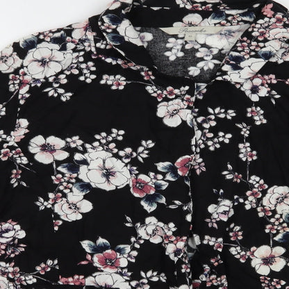 Womens UK Size 12 Peacocks Black Kimono Blouse