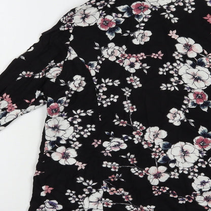 Womens UK Size 12 Peacocks Black Kimono Blouse