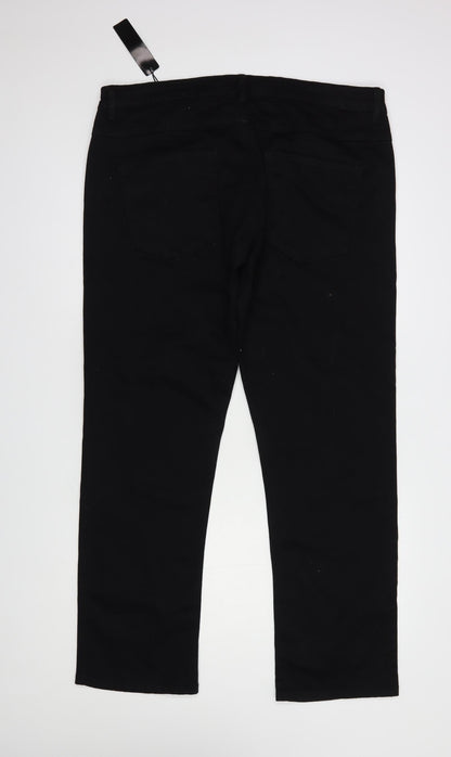Dunnes Stores Womens Black  Cotton Straight Jeans Size 40 in L32 in Regular Button