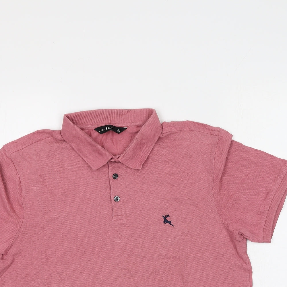 F&F Mens Red  Cotton  Polo Size M Collared