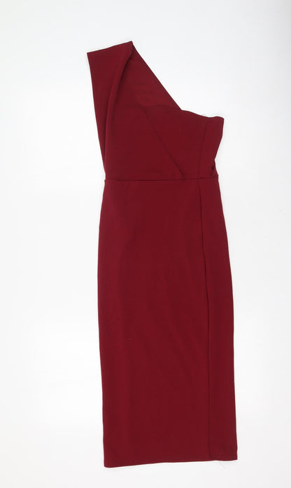 PRETTYLITTLETHING Womens Red  Polyester Bodycon  Size 8  Off the Shoulder