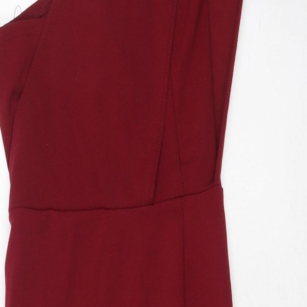 PRETTYLITTLETHING Womens Red  Polyester Bodycon  Size 8  Off the Shoulder