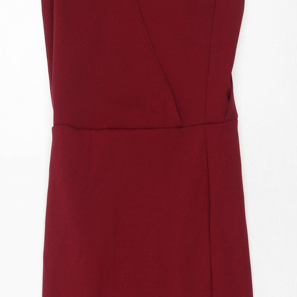 PRETTYLITTLETHING Womens Red  Polyester Bodycon  Size 8  Off the Shoulder