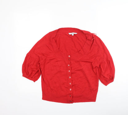 J.Taylor Womens Red Round Neck  Viscose Cardigan Jumper Size 16