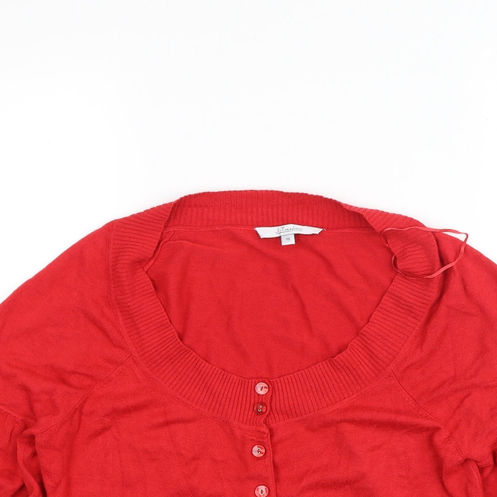 J.Taylor Womens Red Round Neck  Viscose Cardigan Jumper Size 16