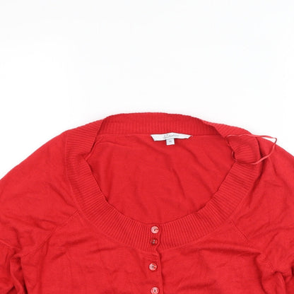 J.Taylor Womens Red Round Neck  Viscose Cardigan Jumper Size 16