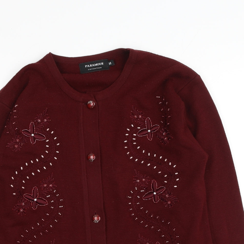 Womens UK Size M Paramour Red Cardigan Jumper