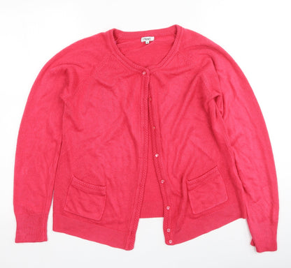 Womens UK Size M Text Pink Cardigan Jumper