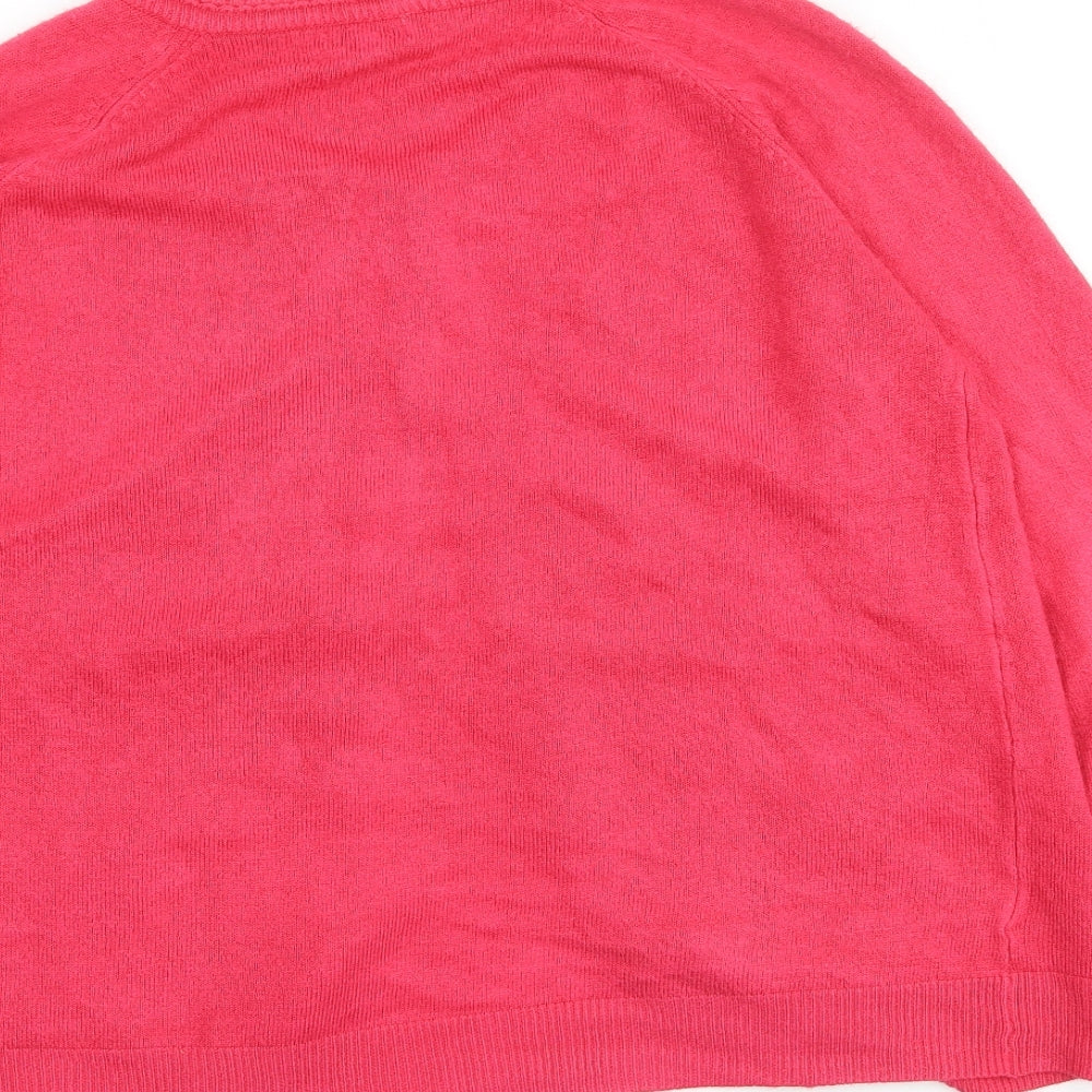Womens UK Size M Text Pink Cardigan Jumper