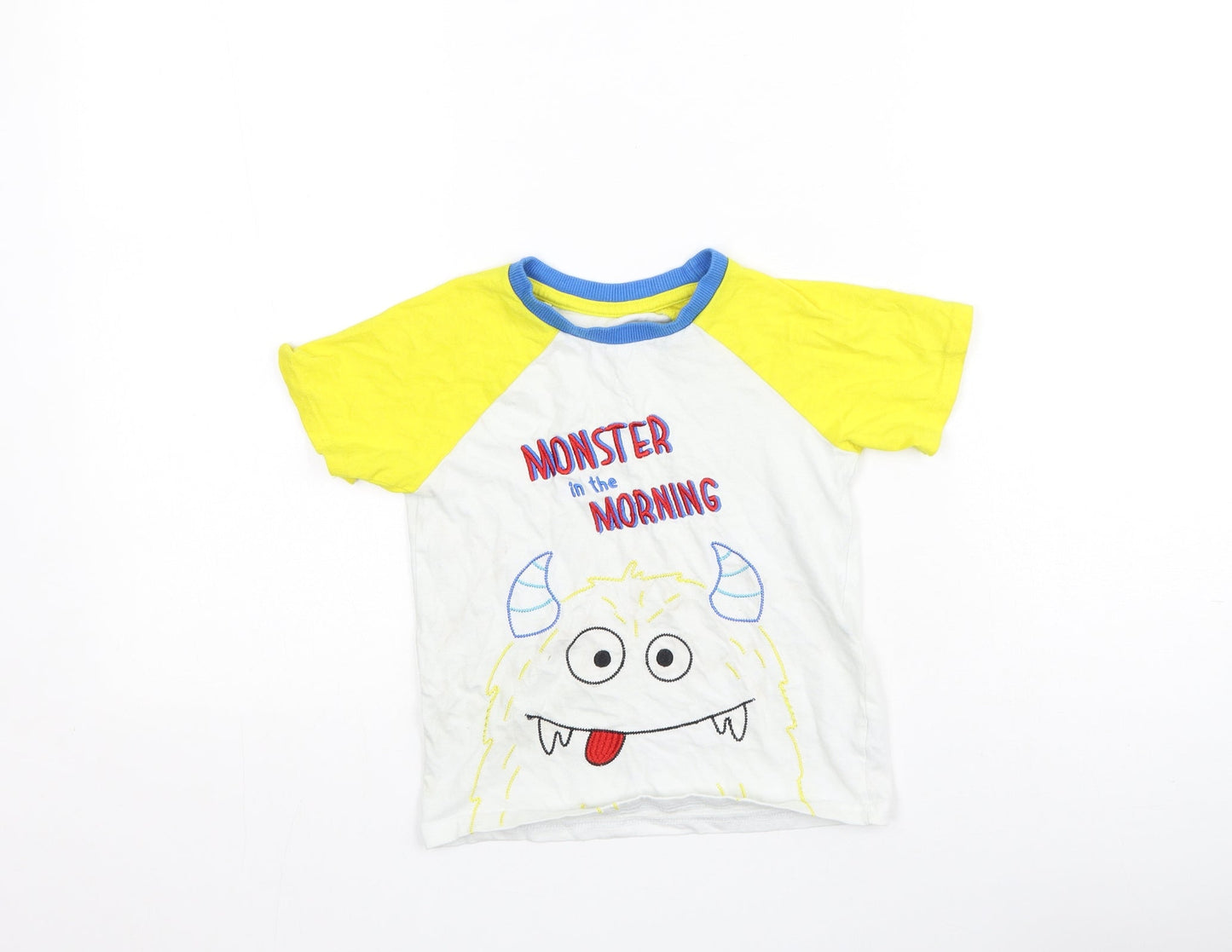 Dunnes Stores Boys Multicoloured  Cotton Basic Casual Size 4-5 Years Round Neck  - Monster