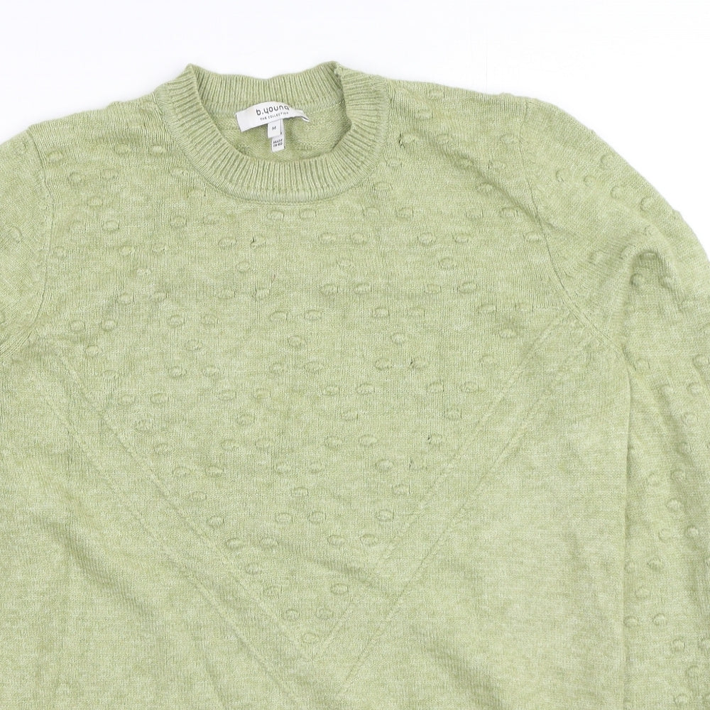 b.young Womens Green Round Neck  Viscose Pullover Jumper Size M