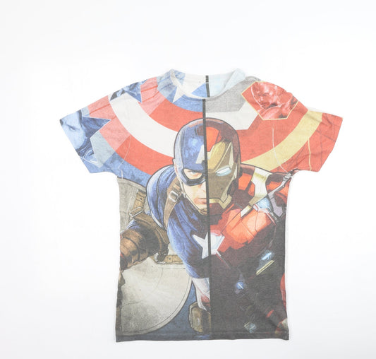 Preworn Mens Multicoloured  Polyester  T-Shirt Size XS Round Neck  - Marvel