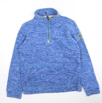 Rufus Mens Blue High Neck  Polyester Pullover Jumper Size S