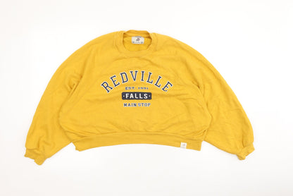 Womens UK Size XS Pull&Bear Yellow Pullover Sweatshirt