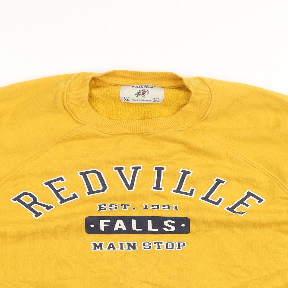 Womens UK Size XS Pull&Bear Yellow Pullover Sweatshirt