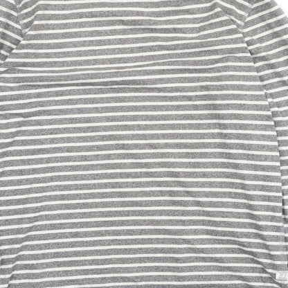 Next  Womens Grey Striped Polyester Basic T-Shirt Size S Round Neck