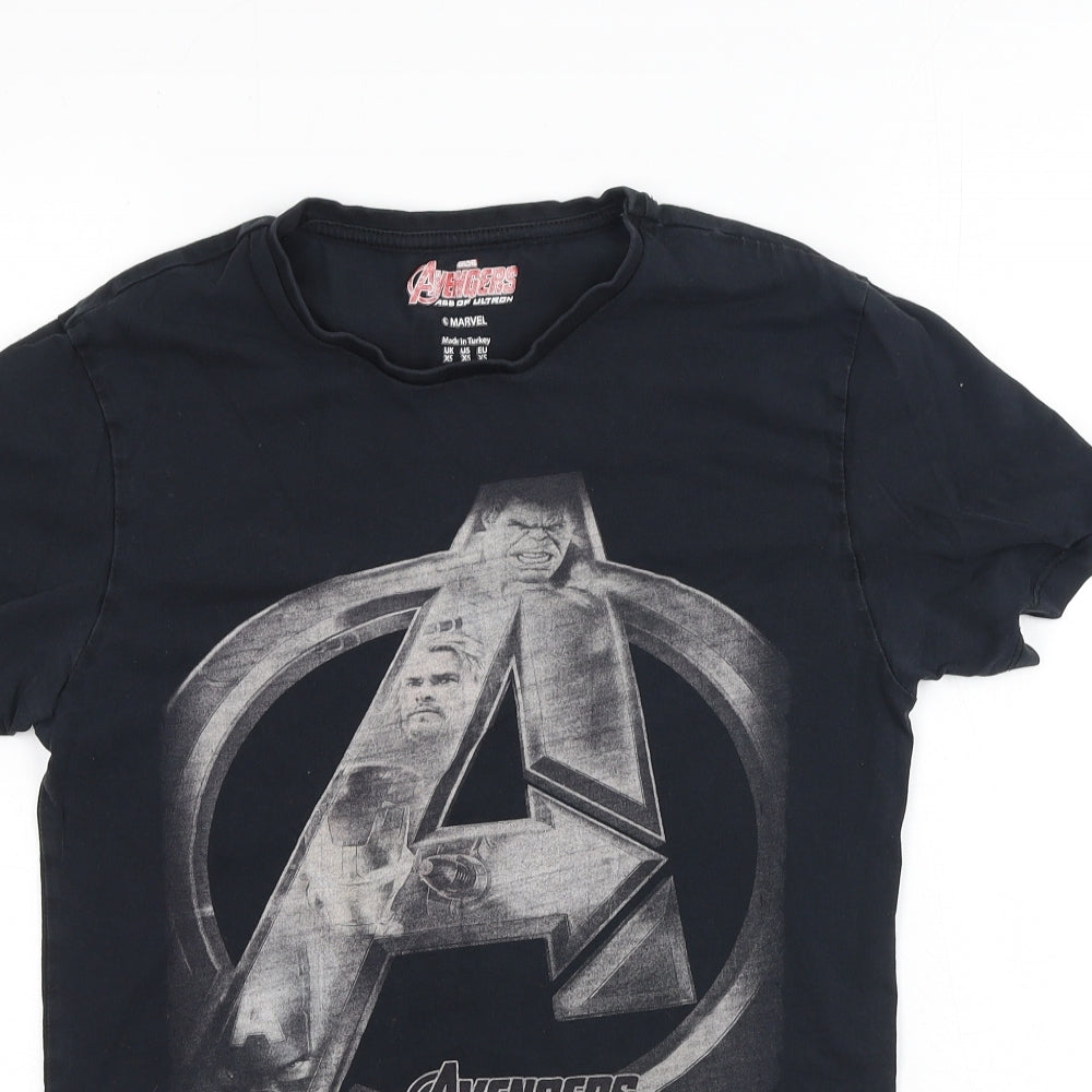 Preworn Mens Black  Cotton  T-Shirt Size XS Round Neck  - Marvel