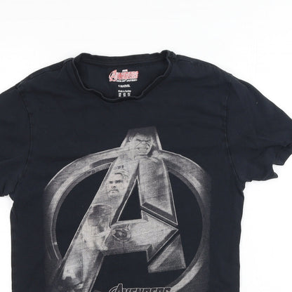 Preworn Mens Black  Cotton  T-Shirt Size XS Round Neck  - Marvel