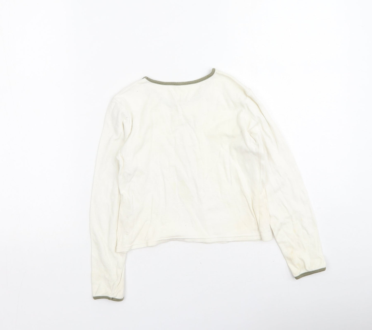 Dunnes Stores Girls Beige  Cotton Basic Casual Size 7 Years Round Neck