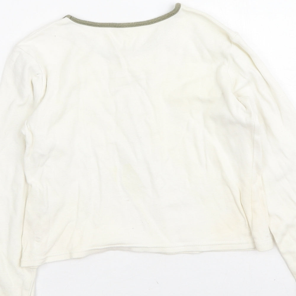 Dunnes Stores Girls Beige  Cotton Basic Casual Size 7 Years Round Neck