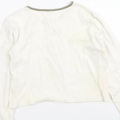 Dunnes Stores Girls Beige  Cotton Basic Casual Size 7 Years Round Neck