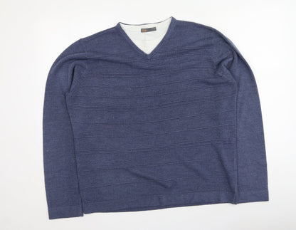 BHS Mens Blue Round Neck  Acrylic Pullover Jumper Size L