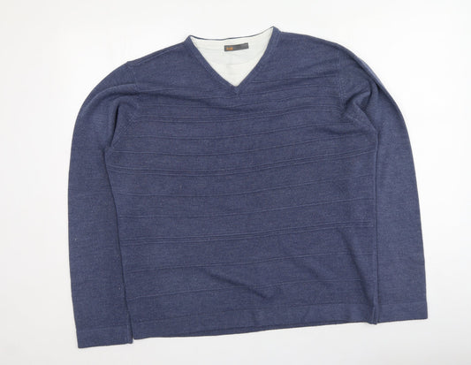 BHS Mens Blue Round Neck  Acrylic Pullover Jumper Size L