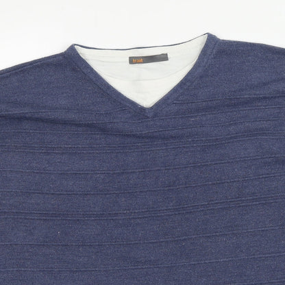 BHS Mens Blue Round Neck  Acrylic Pullover Jumper Size L
