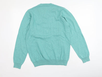 Blue Harbour Mens Blue V-Neck  Cotton Pullover Jumper Size S