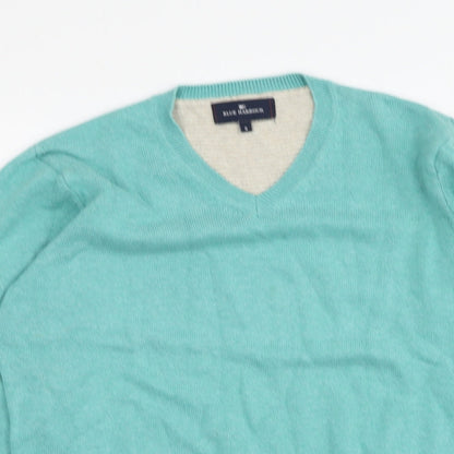 Blue Harbour Mens Blue V-Neck  Cotton Pullover Jumper Size S