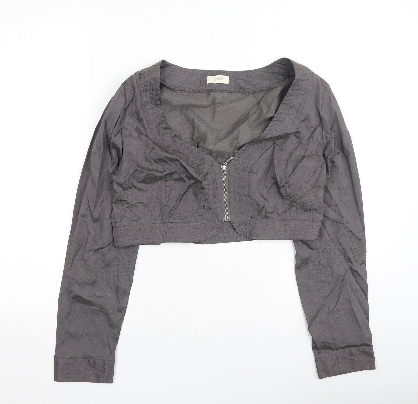 Jensen Womens Grey Round Neck  Polyester Cardigan Jumper Size S