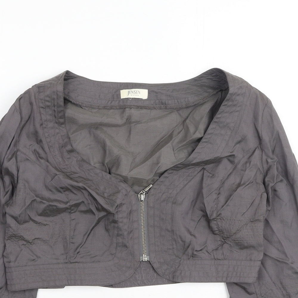 Jensen Womens Grey Round Neck  Polyester Cardigan Jumper Size S