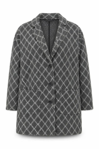Next Womens Grey Plaid  Jacket Blazer Size L  Button