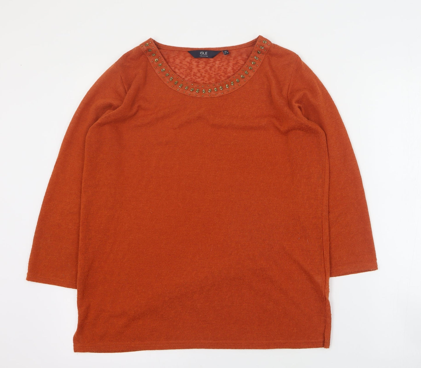 Womens UK Size M Isle Orange Pullover Jumper