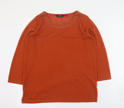 Womens UK Size M Isle Orange Pullover Jumper