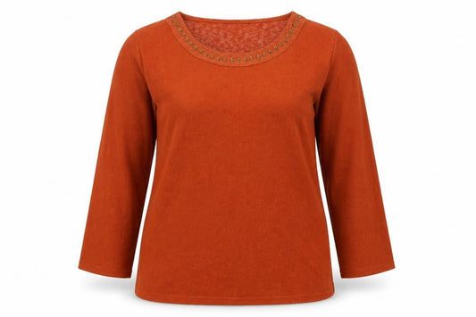 Womens UK Size M Isle Orange Pullover Jumper