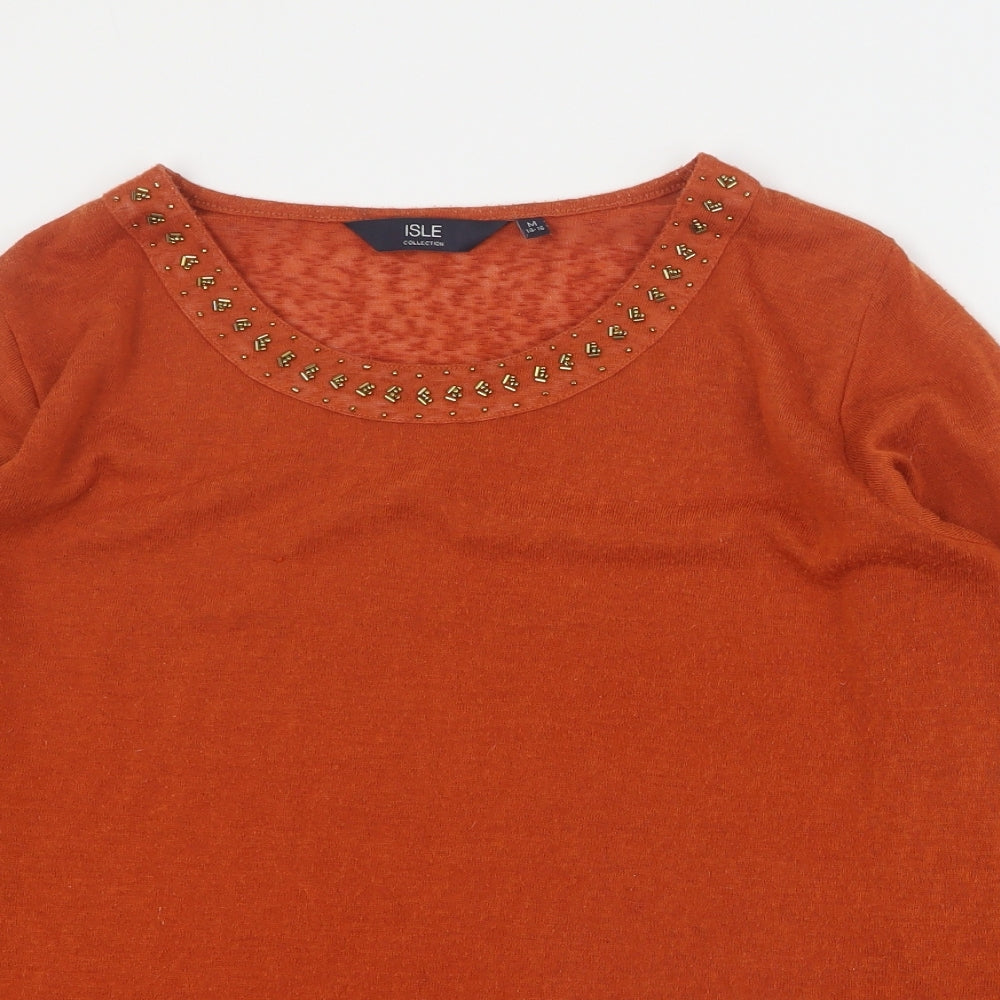 Womens UK Size M Isle Orange Pullover Jumper
