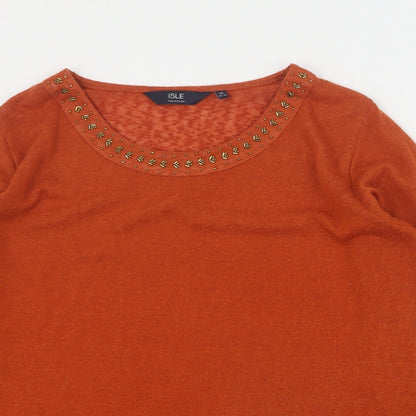 Womens UK Size M Isle Orange Pullover Jumper