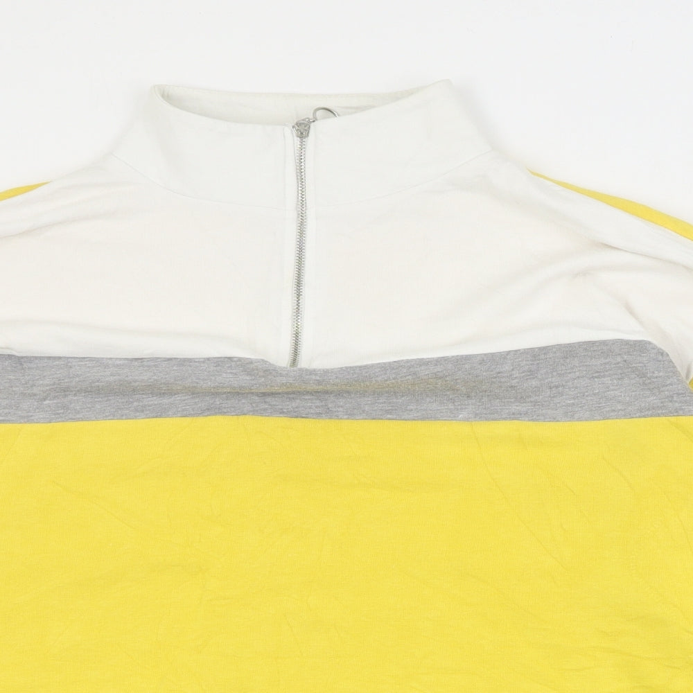 New Look Womens Yellow Colourblock Cotton Henley Sweatshirt Size 12  Zip