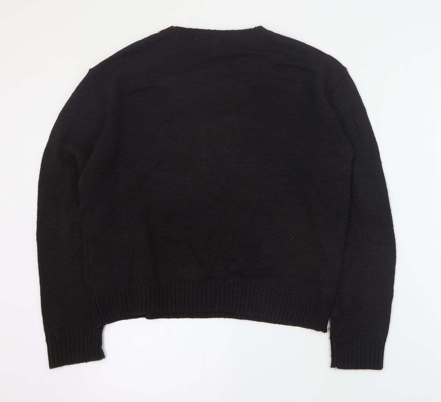 H&M Womens Black Round Neck  Acrylic Pullover Jumper Size S