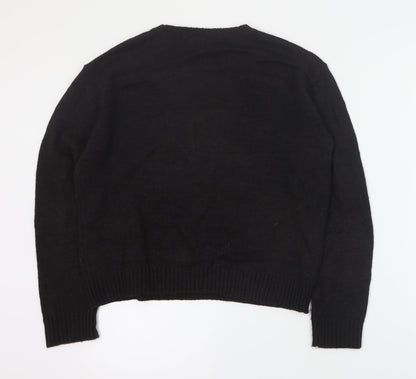 H&M Womens Black Round Neck  Acrylic Pullover Jumper Size S