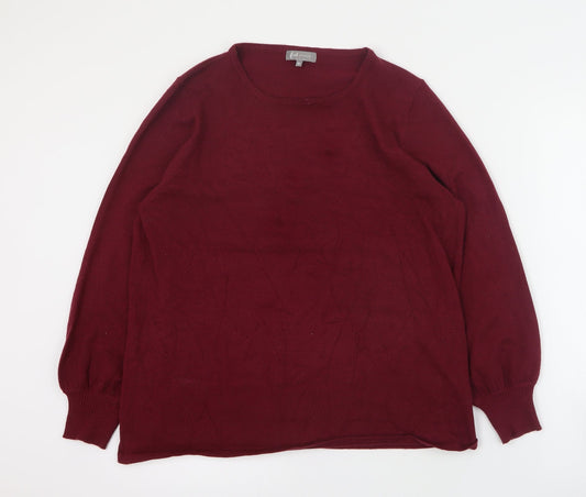 First Avenue Womens Red Round Neck  Viscose Pullover Jumper Size M