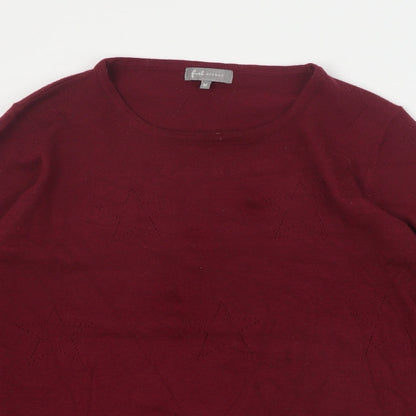 First Avenue Womens Red Round Neck  Viscose Pullover Jumper Size M