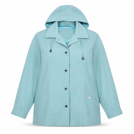 Front view of JBC women’s blue jacket, size UK 12, button