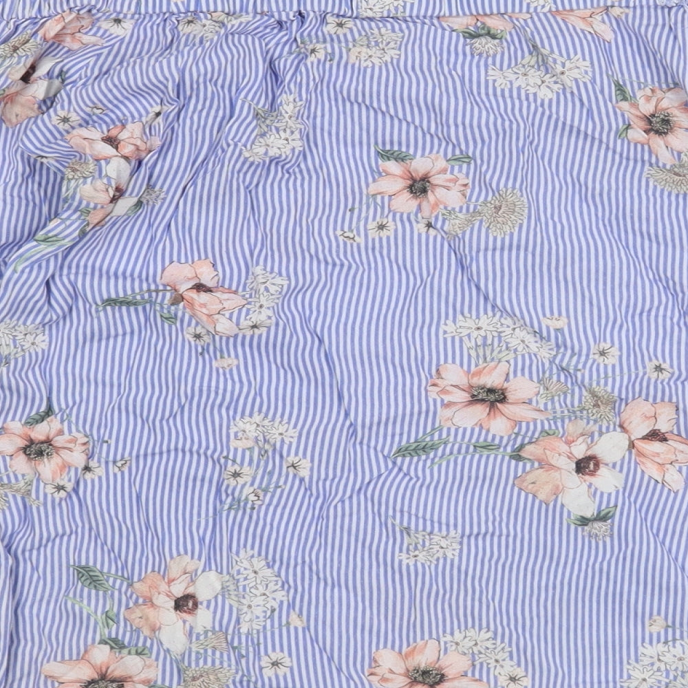 F&F Womens Blue Striped Viscose Basic Blouse Size 6 Off the Shoulder