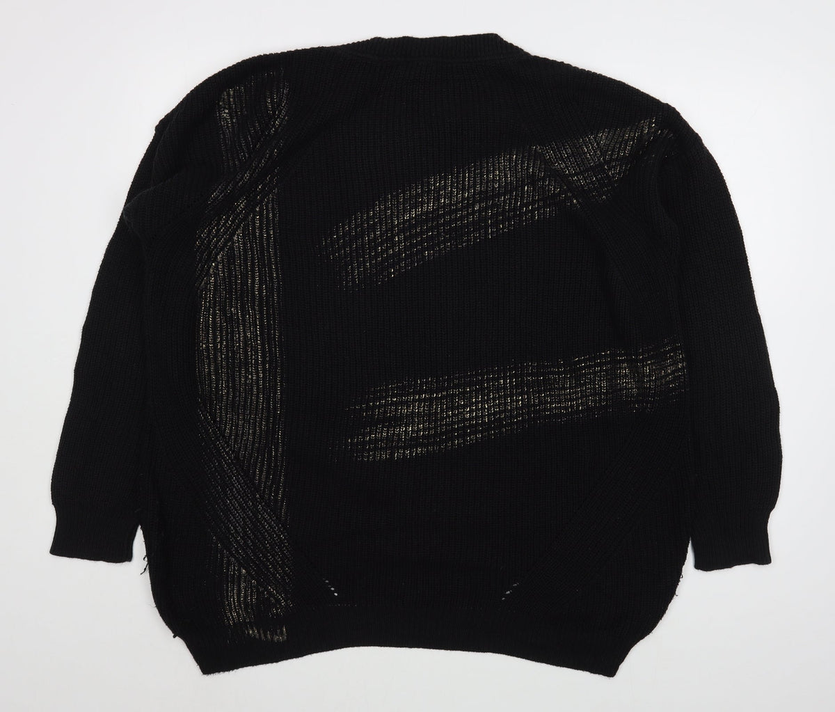 Vakkorama Womens Black Round Neck  Cotton Pullover Jumper Size M
