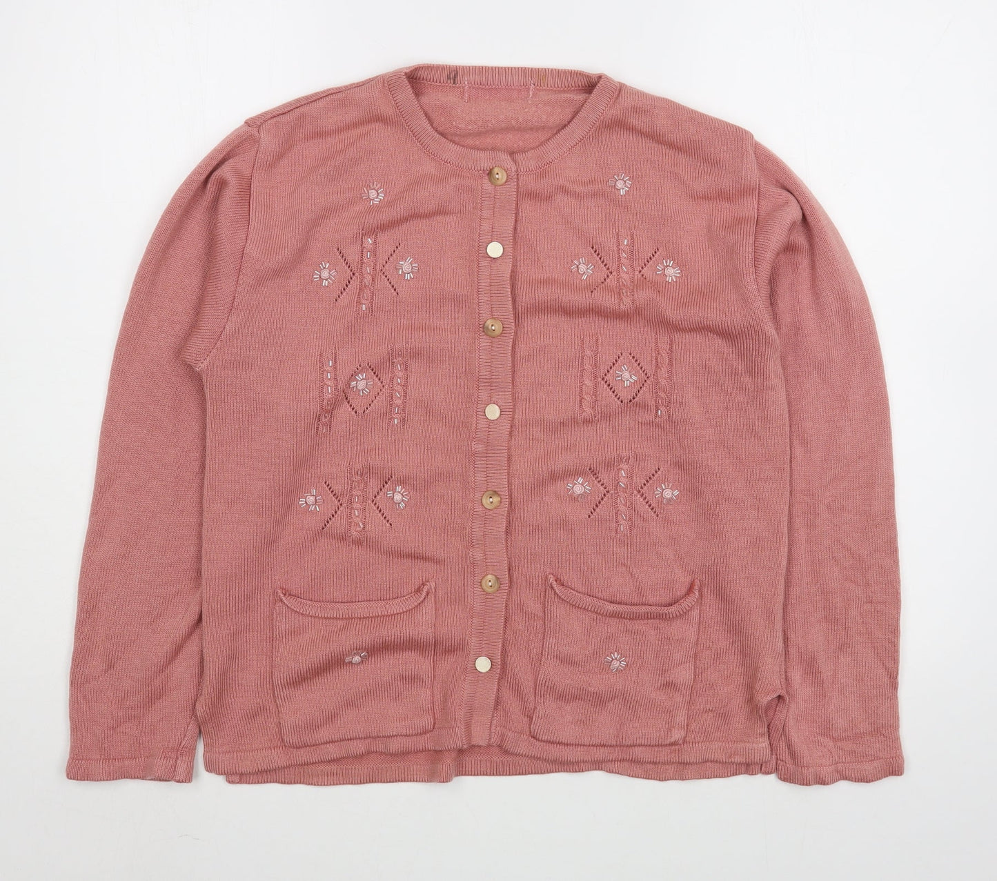 Womens UK Size 12 Preworn Pink Cardigan Jumper