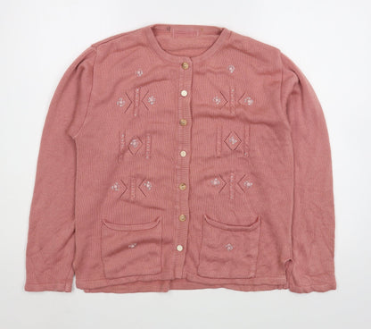 Womens UK Size 12 Preworn Pink Cardigan Jumper